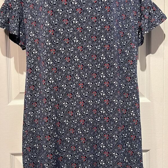 Michael Michael Kors Navy Blue With Heart Pattern Short Sleeve Dress Size M - Picture 3 of 11